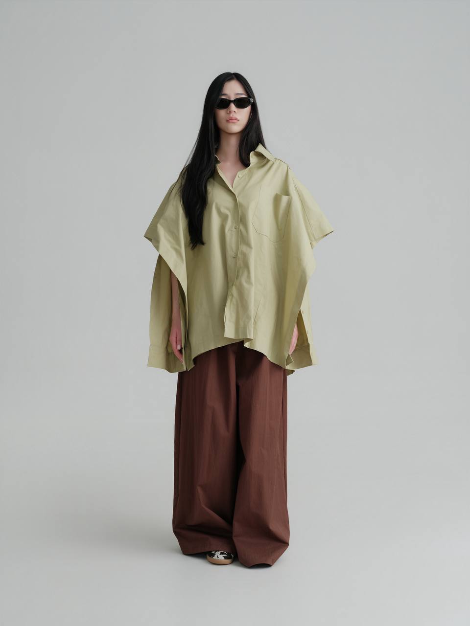 Draped Oversized Cotton Shirt