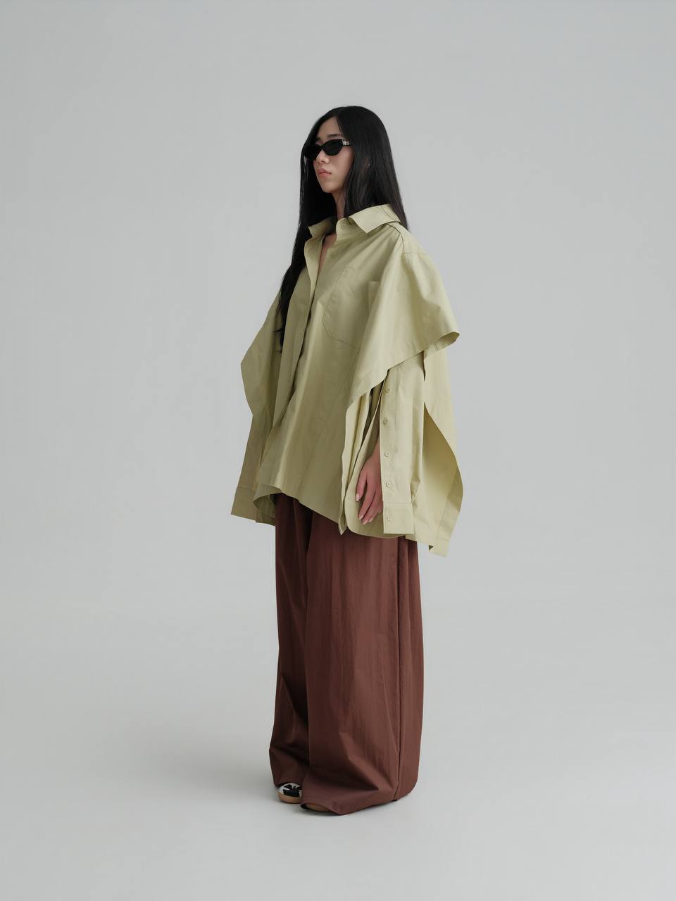 Draped Oversized Cotton Shirt