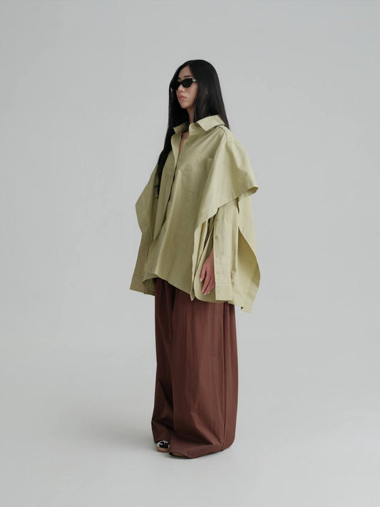 Draped Oversized Cotton Shirt