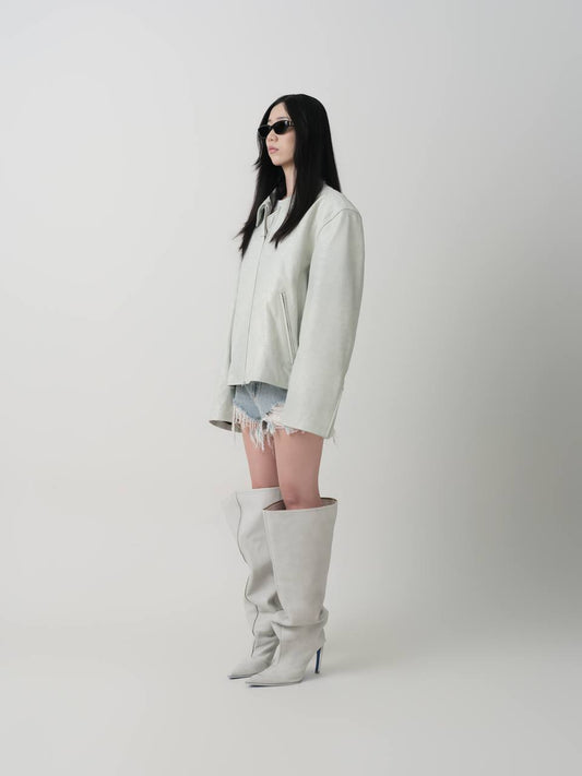 IVORY CALFSKIN LEATHER JACKET