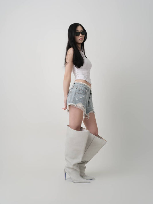 RAW EDGE DENIM SHORTS