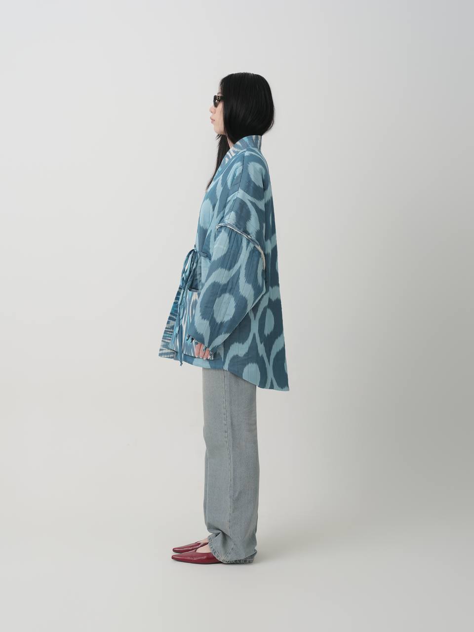 MARGILAN BLUE SILK ROBE JACKET.