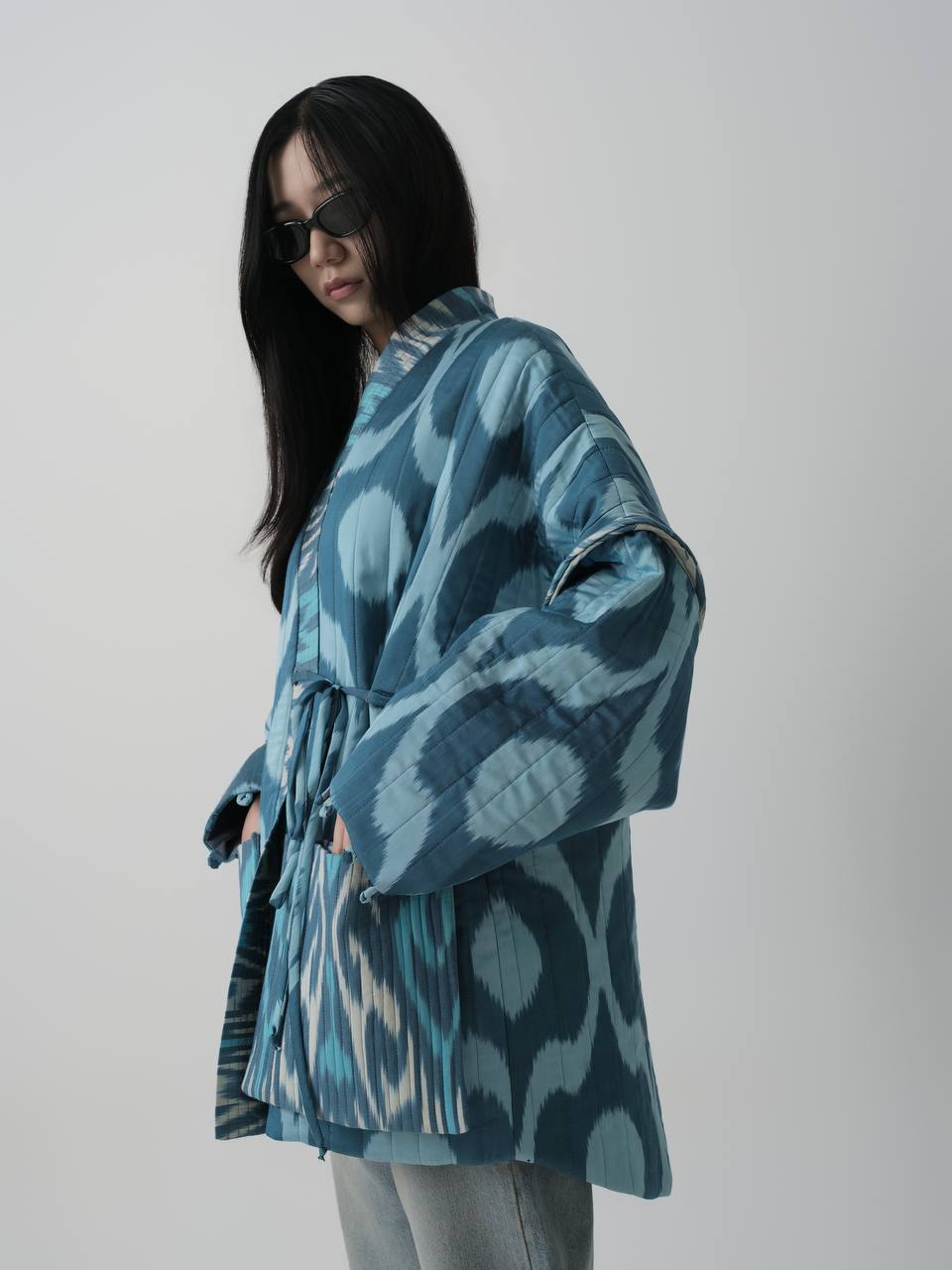 MARGILAN BLUE SILK ROBE JACKET.